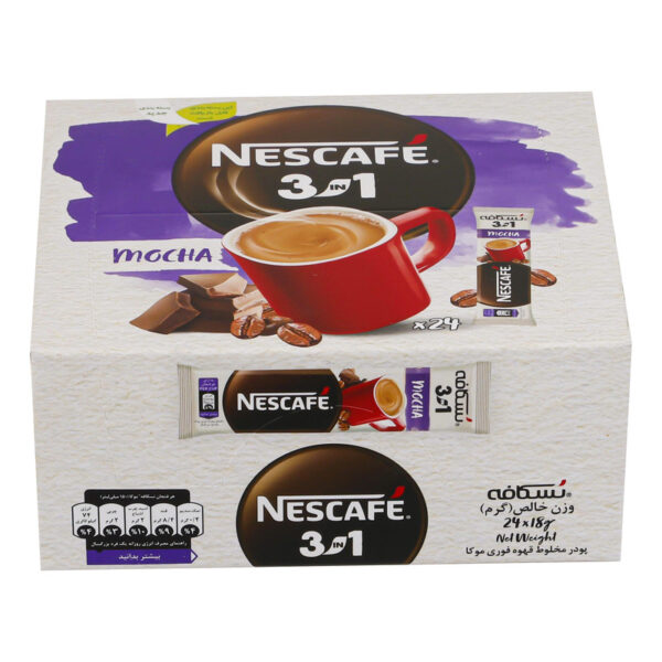 پودر مخلوط قهوه فوري موکا 3 در 1 نسکافه نستله - 18 گرم بسته 24 عددی